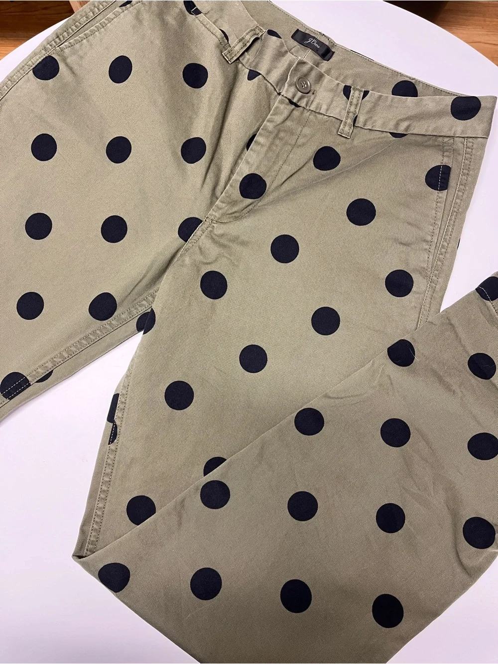 J. Crew Olive Green with black polka dots 8T chinos 100% cotton pants